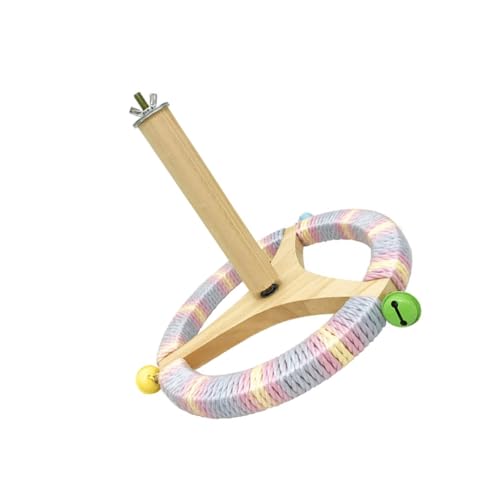 Interaktives Kauspielzeug für Vögel mit Glocken, Holz-Trainingsrad und Baumwollseilgriff, Käfigzubehör Interaktives Kauspielzeug für Vögel mit Glocken, Holz-Trainingsrad und Baumwollseilgriff, Käfigzubehör von yanwuwa