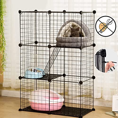 Freigehege Katzen,Großer Katzenkäfig mit 3 Ebenen,Katzenauslauf Balkon,109 x 75 x 39 cm,Schwarz,Katzengehege Outdoor Groß Metall,Katzenkäfig Balkon Freigehege Katzen,Großer Katzenkäfig mit 3 Ebenen,Katzenauslauf Balkon,109 x 75 x 39 cm,Schwarz,Katzengehege Outdoor Groß Metall,Katzenkäfig Balkon von ybaymy