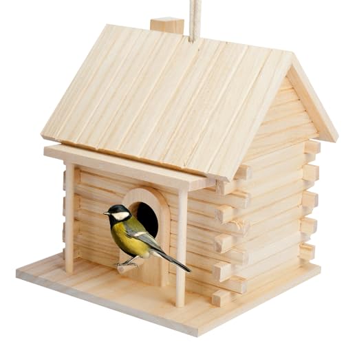 Nistkästen Vogelhaus aus Holz Vogelaufzuchtkisten Vogelkäfig im Freien DIY Graffiti Vogelnest Papagei Beschicker Vogelhäuschen zum Aufhängen von ybaymy