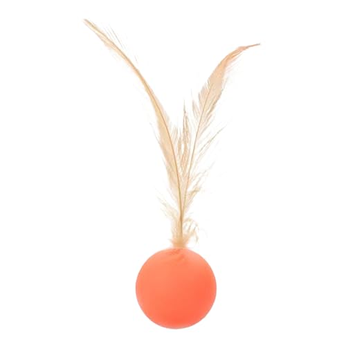 Katzenball-Spielzeug – Plüschmaterial, Federspielzeug, Kätzchenball | 6,3 cm interaktiver Jagdball mit weichen Federn, leichtes sensorisches Spielzeug für das Training von Katzen von ycezw