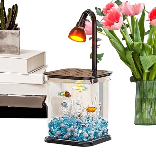 ycezw Betta Aquarium - Kleine Aquarien mit Umgebungslicht,Leise Kristallklar Aquarium Deko Für Schreibtisch Wohnzimmer Tisch ycezw Betta Aquarium - Kleine Aquarien mit Umgebungslicht,Leise Kristallklar Aquarium Deko Für Schreibtisch Wohnzimmer Tisch von ycezw