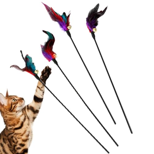 ycezw Interaktives Katzenstab-Spielzeug, natürliche Feder-Teaser, bunte Katzenangelrute mit Glocken-Nachfüllungen, ansprechendes Indoor-Katzenspielzeug für Spielzeit, Bewegung, Jagd, Training und Spaß ycezw Interaktives Katzenstab-Spielzeug, natürliche Feder-Teaser, bunte Katzenangelrute mit Glocken-Nachfüllungen, ansprechendes Indoor-Katzenspielzeug für Spielzeit, Bewegung, Jagd, Training und Spaß von ycezw