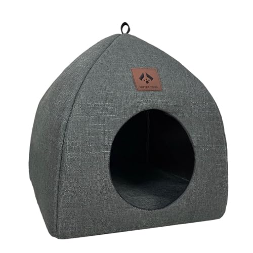 ycezw Katzenhaus aus Leinen, Höhle für Katzen im Innenbereich | Höhle für kleine Hunde 2 in 1 für den Innenbereich, mit Griff, abnehmbarer Gurt, waschbar, komfortabel, Bett für mittelgroße Katzen ycezw Katzenhaus aus Leinen, Höhle für Katzen im Innenbereich | Höhle für kleine Hunde 2 in 1 für den Innenbereich, mit Griff, abnehmbarer Gurt, waschbar, komfortabel, Bett für mittelgroße Katzen von ycezw