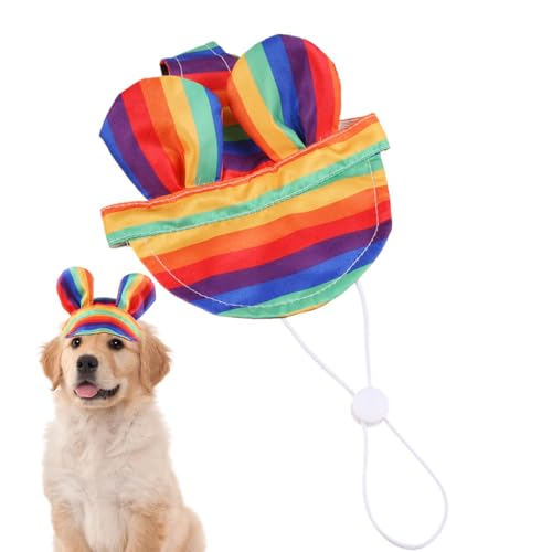 ycezw Sonnenhut für Hunde – Sonnenhut für Hunde, bunt, niedlich, mit Ohrloch, atmungsaktive Mützen für Haustiere | Kühlkübelhut für Hunde M von ycezw
