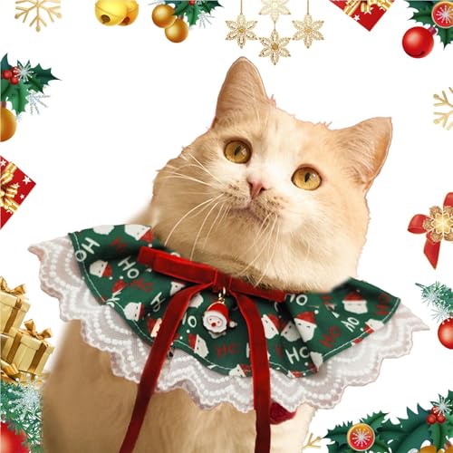 ycezw Weihnachts-Hunde-Lätzchen: Weiche Weihnachts-Hundehalstücher, verstellbare Hunde-Lätzchen, niedlich, atmungsaktiv, Haustierzubehör, Spitzenschal für Kätzchen und Kätzchen von ycezw