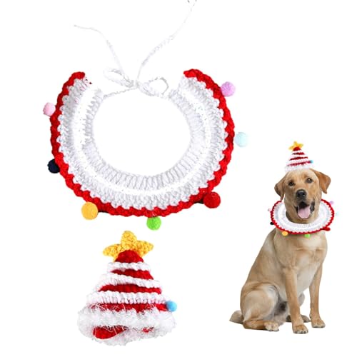ycezw Weihnachtskostüm für Haustiere, gestrickt, Weihnachtsmütze, handgewebt, für kleine Hunde, Kaninchen, Schnauzer, Bichon Frisé, erwachsene Katzen von ycezw
