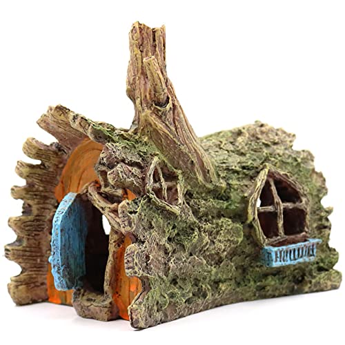 yeemeen 1 Stück Aquarium Deko, Aquarium Deko Haus, Aquarium Landschaftsbau, Aquarium Zubehoer Deko, Aquarium Harzhöhle für Betta und Garnelen Versteck(15 * 11,5 * 13,5 cm, Haushöhle) von yeemeen