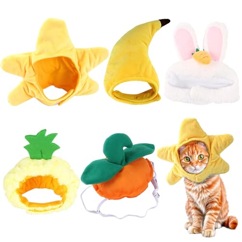 5er-Pack Haustierkostüme, Hüte, einschließlich Kaninchen, Seestern, Kürbis, Ananas und Banane, Plüsch und verstellbar, für kleine Haustiere 5er-Pack Haustierkostüme, Hüte, einschließlich Kaninchen, Seestern, Kürbis, Ananas und Banane, Plüsch und verstellbar, für kleine Haustiere von yeeplant