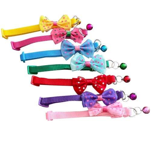 7-teiliges verstellbares weiches Haustierhalsband-Set mit Fliege und Glöckche: niedliches Halsband für Kätzchen und Welpen, Fliege für Partys und den täglichen Gebrauch 7-teiliges verstellbares weiches Haustierhalsband-Set mit Fliege und Glöckche: niedliches Halsband für Kätzchen und Welpen, Fliege für Partys und den täglichen Gebrauch von yeeplant