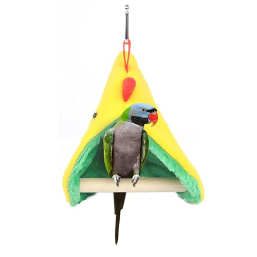 Dreieckige warme Nest-Hängematte für Papageien mit Ständer - verdickte weiche Papageienzelte und Vogelnester von yeeplant