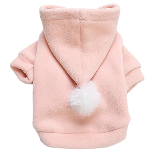 Einfarbiges Baumwoll-Sweatshirt mit Pompon-Akzent für Haustiere, gemütliche Winterbekleidung für Hunde und Katzen von yeeplant