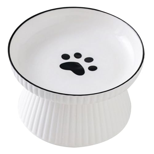Erhöhter Keramik-Katzennapf: niedlicher runder tragbarer erhöhter, rutschfester Hundenapf für Kätzchen, Porzellan, dick von yeeplant