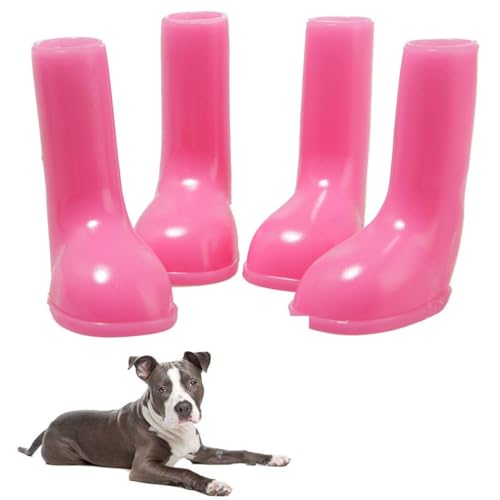 Gummistiefel für Hunde, wasserdicht und waschbar, einfarbig, rutschfest, leicht, flexibel, 4 Stück, für kleine bis mittelgroße Haustiere Gummistiefel für Hunde, wasserdicht und waschbar, einfarbig, rutschfest, leicht, flexibel, 4 Stück, für kleine bis mittelgroße Haustiere von yeeplant