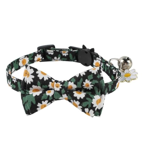Handgefertigtes Katzenhalsband aus Baumwollstoff mit abnehmbarer Schleife und Glocke, verstellbares Katzenhalsband mit Blumendruck Handgefertigtes Katzenhalsband aus Baumwollstoff mit abnehmbarer Schleife und Glocke, verstellbares Katzenhalsband mit Blumendruck von yeeplant