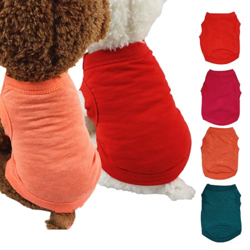 Haustier-T-Shirts aus weicher Baumwolle, einfarbig, dünn, atmungsaktiv, waschbar, Sommerwesten für Hunde und Katzen, 2 Stück Haustier-T-Shirts aus weicher Baumwolle, einfarbig, dünn, atmungsaktiv, waschbar, Sommerwesten für Hunde und Katzen, 2 Stück von yeeplant