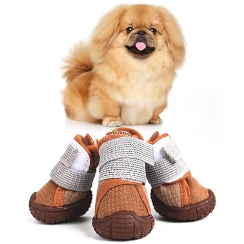 Haustierpfotenschutz, niedliche dekorative Stiefel: 4 Stück, weich, verstellbar, rutschfest, Welpenschuhe für kleine Hunde Haustierpfotenschutz, niedliche dekorative Stiefel: 4 Stück, weich, verstellbar, rutschfest, Welpenschuhe für kleine Hunde von yeeplant