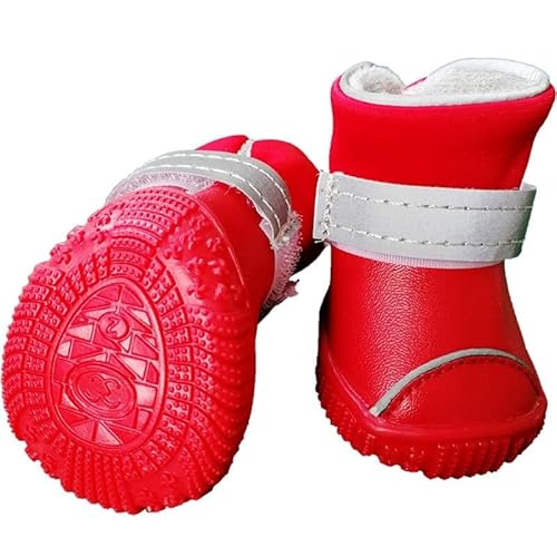 Haustierschuhe für Welpen – atmungsaktiv, wasserdicht, verstellbare Passform, Winter-Hundeschuhe, 4 Stück Haustierschuhe für Welpen – atmungsaktiv, wasserdicht, verstellbare Passform, Winter-Hundeschuhe, 4 Stück von yeeplant
