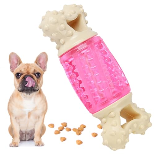 Hundeknochenspielzeug zum Zahnen und Spielen, Kauspielzeug quietschend, kreativ, lustig, interaktiv, Gummi, Welpe geformt von yeeplant