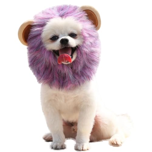 Hut Kostüm Hund Katze modisch flauschig für Halloween verstellbar atmungsaktiv wiederverwendbar rutschfest Mähne Löwe Haustier von yeeplant