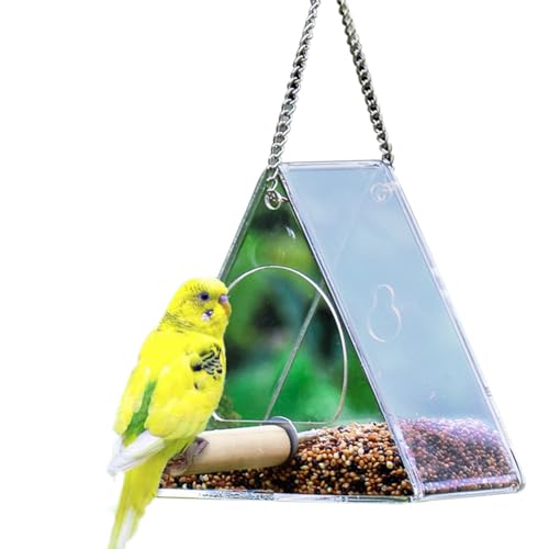 Käfig für Papageien, Acryl, transparent, nachfüllbar, für Vögel, klein, vielseitig, kreativ, dreieckig, Futterbox, Vogelfutterbox von yeeplant