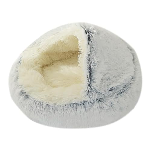 Katzenhöhlenbett aus Plüsch für Indoor Hunde und Katzen mit halbgeschlossenem Design, weiche flauschige Schlafhöhle Katzenhöhlenbett aus Plüsch für Indoor Hunde und Katzen mit halbgeschlossenem Design, weiche flauschige Schlafhöhle von yeeplant
