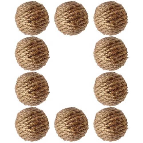 Katzenspielzeug, Sisalbälle, natürlich, 4,5 cm, handgefertigt, Kratzbälle, Seil für Katzen, Haustierspiel und Tafelaufsatz, dekorativ, 10 Stück Katzenspielzeug, Sisalbälle, natürlich, 4,5 cm, handgefertigt, Kratzbälle, Seil für Katzen, Haustierspiel und Tafelaufsatz, dekorativ, 10 Stück von yeeplant