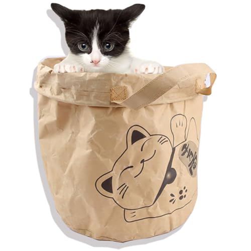 Katzenspielzeugtasche, faltbar, Retro-Spielzeug, zusammenklappbar, Katzen-Versteckkorb für Haustiere, Kraftpapier, faltbare Tasche von yeeplant