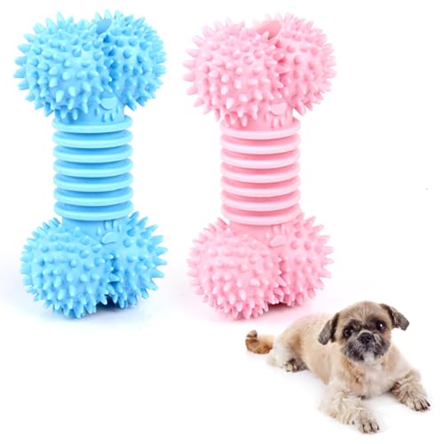 Kauspielzeug für Hunde aus Gummi: tragbar, niedliches Knochen-Design, weiches Zahnspielzeug und Zahnbürste für kleine bis mittelgroße Welpen, 2 Stück Kauspielzeug für Hunde aus Gummi: tragbar, niedliches Knochen-Design, weiches Zahnspielzeug und Zahnbürste für kleine bis mittelgroße Welpen, 2 Stück von yeeplant