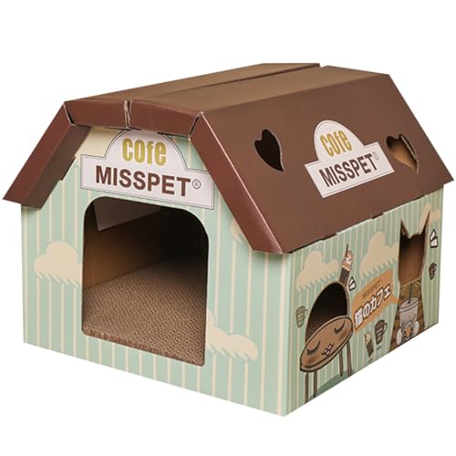 Kratzbaum für Haustiere: kreatives Schloss aus Karton, Cartoon-Motiv mit Wellpapier, gemütliches Bett, Spielhaus, Spielzeug Kratzbaum für Haustiere: kreatives Schloss aus Karton, Cartoon-Motiv mit Wellpapier, gemütliches Bett, Spielhaus, Spielzeug von yeeplant