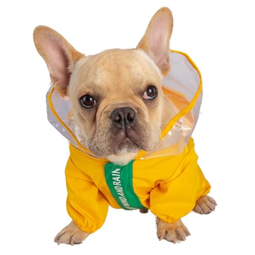 Leichter Regenmantel mit Kapuze für Hunde, wasserdichter PVC-Reißverschluss Poncho mit Kapuze, ideal für kleine bis mittelgroße Rassen von yeeplant