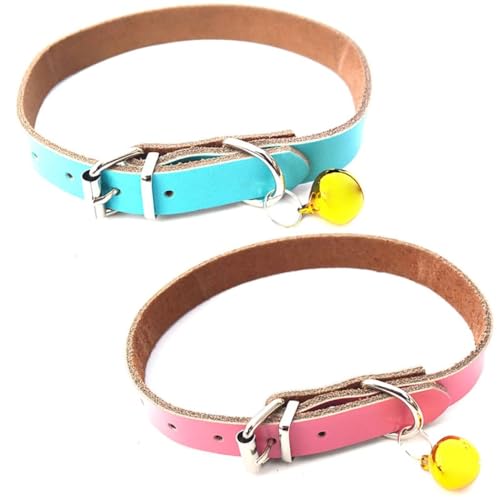 Modische Katzenhalsbänder aus Kunstleder, verstellbar, atmungsaktiv, mit Glöckchen für kleine Haustiere, 2 Stück Modische Katzenhalsbänder aus Kunstleder, verstellbar, atmungsaktiv, mit Glöckchen für kleine Haustiere, 2 Stück von yeeplant