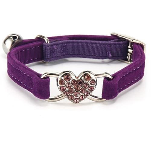 Modischer, verstellbarer Hunde-Halsriemen mit Strass- und Samt-Herz, dekorative Glocke, modisches Accessoire für Spaziergänge Modischer, verstellbarer Hunde-Halsriemen mit Strass- und Samt-Herz, dekorative Glocke, modisches Accessoire für Spaziergänge von yeeplant