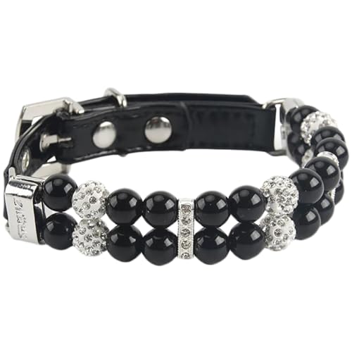Modisches Halsband mit Strass und künstlichen Perlen: handgefertigtes schönes Kunstleder-Katzenhalsband zum Geburtstag Modisches Halsband mit Strass und künstlichen Perlen: handgefertigtes schönes Kunstleder-Katzenhalsband zum Geburtstag von yeeplant