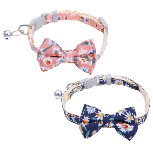 Modisches Hundehalsband mit Fliege und Blumenmuster für Hunde und Katzen, 2 Stück, verstellbar, bedruckt, für Training, Spielen und Urlaub Modisches Hundehalsband mit Fliege und Blumenmuster für Hunde und Katzen, 2 Stück, verstellbar, bedruckt, für Training, Spielen und Urlaub von yeeplant