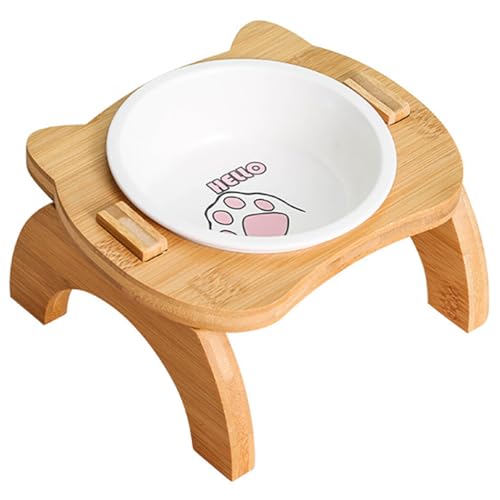 Niedlicher Futternapf mit Ständer - Einfache Cartoon Keramik Wasser für Welpen Katze Kreis Hund Breite Mahlzeit Tragbare Futternapf von yeeplant