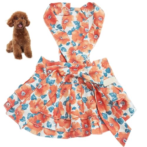 Niedliches Hundekleid aus Baumwolle mit Blume: Sommerurlaub, modische Bekleidung für Katzen und Hunde, Indoor- und Outdoor-Kleidung von yeeplant