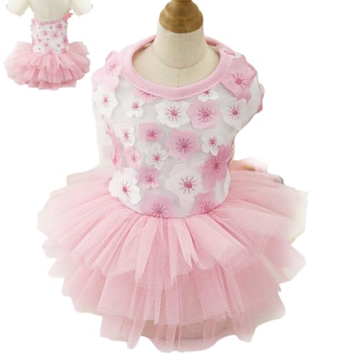 Niedliches Hundekleid aus Baumwolle mit dekorativer Blume: Sommermode, weiche, atmungsaktive Baumwolle + Netzstoff, Katzenparty-Kostüm Niedliches Hundekleid aus Baumwolle mit dekorativer Blume: Sommermode, weiche, atmungsaktive Baumwolle + Netzstoff, Katzenparty-Kostüm von yeeplant