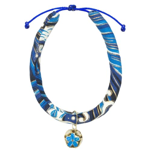 Niedliches verstellbares Kätzchen-Halsband mit Glöckchen, Baumwolle, dekorativ, bedruckt, weicher Stoff, Haustierhalsband für Katzen von yeeplant