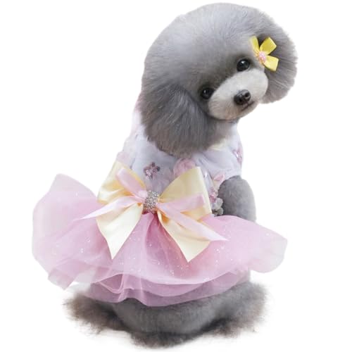 Prinzessinnenkleid für Welpen, dekorativ, niedliche Blume, Blau und Weiß, für drinnen und draußen, Urlaub, Sommer, für Kleid, Netzstoff, Schleife, Hund, Polyester Prinzessinnenkleid für Welpen, dekorativ, niedliche Blume, Blau und Weiß, für drinnen und draußen, Urlaub, Sommer, für Kleid, Netzstoff, Schleife, Hund, Polyester von yeeplant