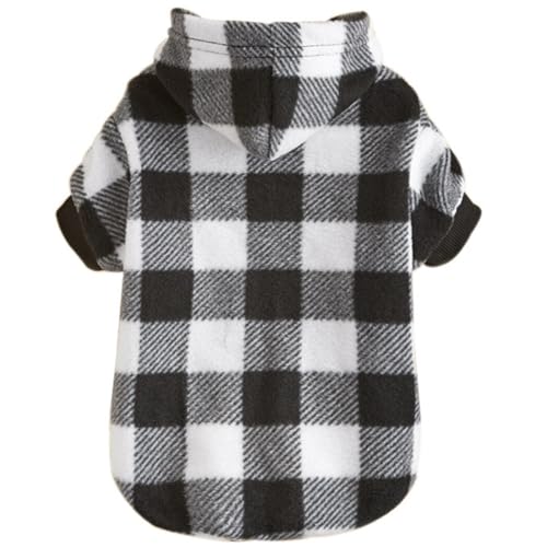 Pullover mit Kapuze, warm, dick, kariert, für Haustiere, Outfit, Winter, Welpen, passende Farbe, Schwarz und Weiß Pullover mit Kapuze, warm, dick, kariert, für Haustiere, Outfit, Winter, Welpen, passende Farbe, Schwarz und Weiß von yeeplant