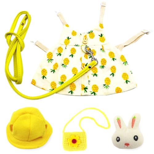 Rotatable Plaid Rabbit Harness and Leash Set, Adjustable Nonslip Cotton, Colorful Versatile Rabbit Clothes Set von yeeplant