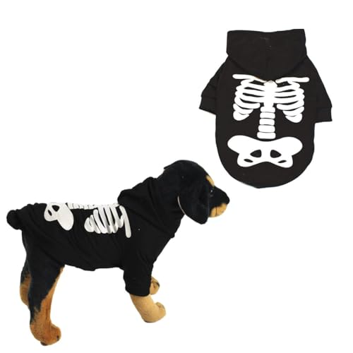 Skelett Cosplay Kostüm, Baumwolle, atmungsaktiv, bezaubernd, wiederverwendbar, universelles Haustiertuch, kleine Hundekleidung für Halloween von yeeplant