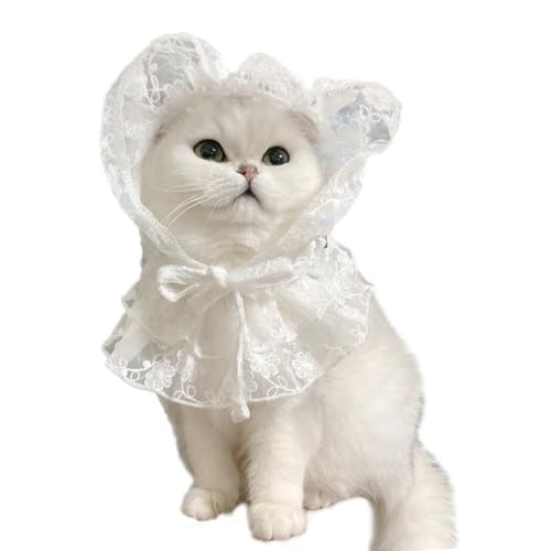 Süßes Spitzen-Lätzchenhalsband für Katzen und Welpen mit Weihnachtsmütze – perfekt für Fotos und Anlässe von yeeplant