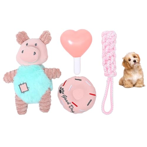 Tragbares Hundespielzeug zum Zerren, lustiges Quietschspielzeug für Hunde, Kauspielzeug zum Zahnen, entzückendes Hundespielzeug, 4 Stück Tragbares Hundespielzeug zum Zerren, lustiges Quietschspielzeug für Hunde, Kauspielzeug zum Zahnen, entzückendes Hundespielzeug, 4 Stück von yeeplant