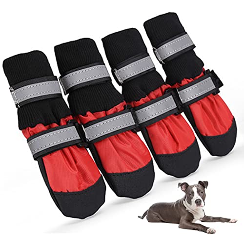 Verstellbare 4 reflektierende Welpenschuhe: Atmungsaktive und wasserdichte Haustierpfotenschutzstiefel zum Spazierengehen Verstellbare 4 reflektierende Welpenschuhe: Atmungsaktive und wasserdichte Haustierpfotenschutzstiefel zum Spazierengehen von yeeplant