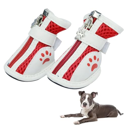 Verstellbare Netz-Welpenschuhe, 4 Stück, leichte Riemen, waschbar, robuste Sohlenschutz, rutschfest, atmungsaktiv, Pfote für Haustiere Verstellbare Netz-Welpenschuhe, 4 Stück, leichte Riemen, waschbar, robuste Sohlenschutz, rutschfest, atmungsaktiv, Pfote für Haustiere von yeeplant