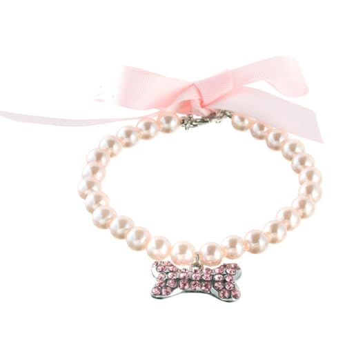 Verstellbarer Hundehalsband, Welpenhalsband mit süßem Knochenanhänger, Katzen-Halskette, Kunstperle, lustiger Halsband-Anhänger Verstellbarer Hundehalsband, Welpenhalsband mit süßem Knochenanhänger, Katzen-Halskette, Kunstperle, lustiger Halsband-Anhänger von yeeplant