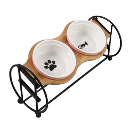 Verstellbarer Nackenschutz für Haustiere, mit doppeltem Futternapf für Katzen, 2 Stück, Eisenständer, leicht zu reinigen, Hundenapf von yeeplant