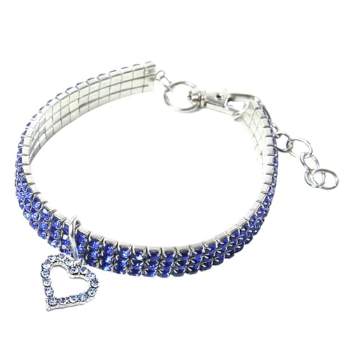 Verstellbares, glänzendes, niedliches Katzen- und Hundehalsband mit Strass-Herz-Dekor, elastisch und glitzernd für kleine Haustiere Verstellbares, glänzendes, niedliches Katzen- und Hundehalsband mit Strass-Herz-Dekor, elastisch und glitzernd für kleine Haustiere von yeeplant