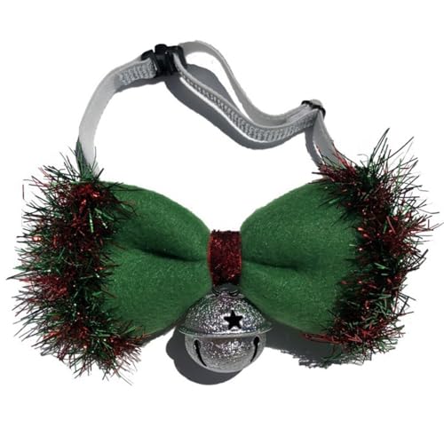 Verstellbares, niedliches Kätzchen-Halsband mit Schleife, mit Glöckchen, Weihnachts-Halsband für kleine Haustiere, weich, festliches Mode-Accessoire von yeeplant